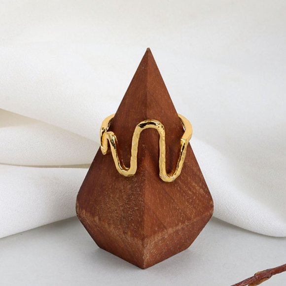 New!! Creative Electrocardiogram Open Gold Rings - Picture 5 of 6